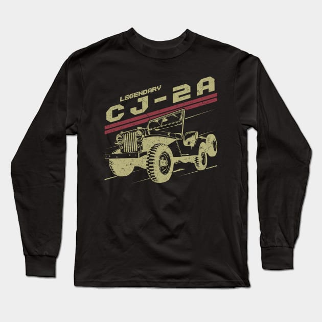 CJ-2A Jeep car trailcat Long Sleeve T-Shirt by alex77alves